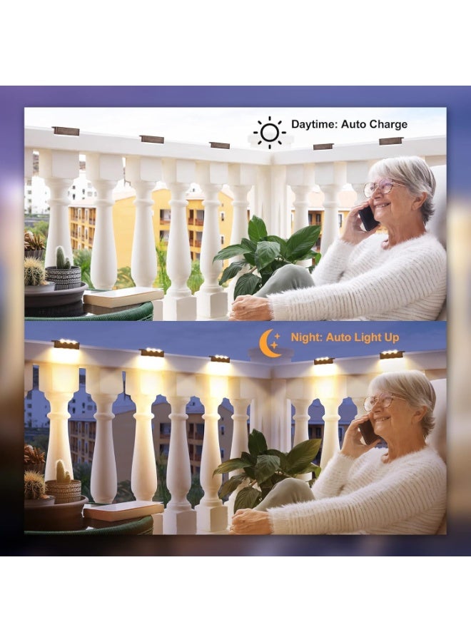 VIUAUAX عبوة من 4 مصابيح سطحية تعمل بالطاقة الشمسية للاستخدام الخارجي، مصابيح سلالم تعمل بالطاقة الشمسية ومقاومة للماء بتقنية LED للسلالم الخارجية والدرجات والأسوار والساحات والفناء والممرات (أبيض دافئ) - Image 5